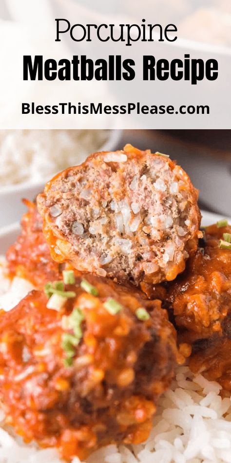 Minute Rice Porcupine Meatballs, Porkie Pine Meatballs Ground Beef, Meatball And Rice Recipes, Porcupine Balls, Porcupine Meatballs Recipe, Ground Beef Meatballs, Porcupine Meatballs, Ground Pork Recipes, Meatball Recipes Easy