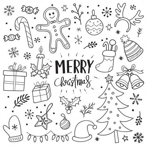 Satz des nahtlosen musters des weihnacht... | Premium Vector #Freepik #vector #muster #weihnachten #baum #winter Notesbog Design, Bullet Journal Christmas, Merry Christmas Calligraphy, Christmas Doodle, Black And White Christmas, Christmas Calligraphy, Christmas Doodles, Sketch Notes, Christmas Coloring