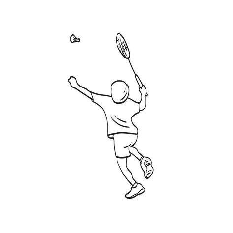 line art boy playing badminton with shuttlecock illustration vector isolated on white background Playing Badminton Drawing, Badminton Doodle, Badminton Drawing, Playing Badminton, Art Boy, Boys Playing, Naruto Wallpaper, Illustration Vector, Badminton