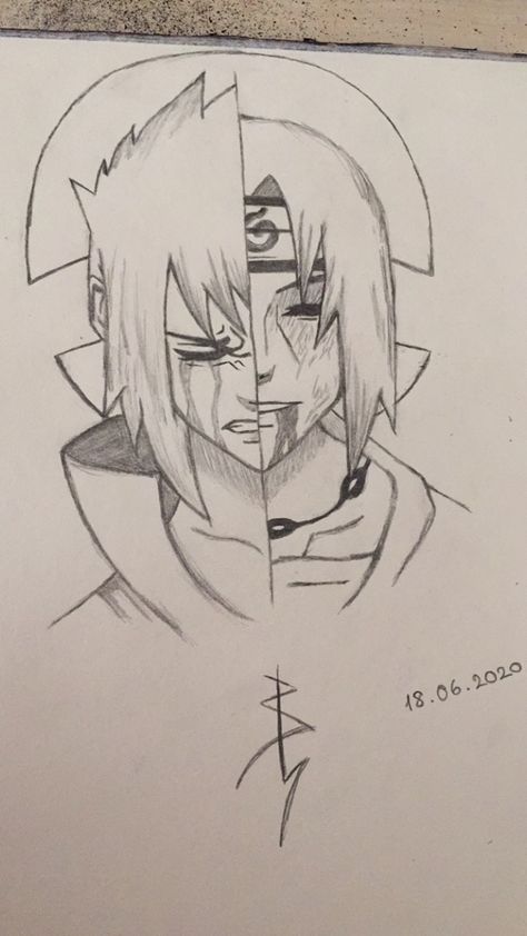 #Anime #Naruto #Sasuke #Itachi #Art #Fanart #Draw #Drawing Half Face Drawing, Sasuke Drawing, Kakashi Drawing, Naruto Drawings Easy, Anime Drawings For Beginners, Animation Drawing Sketches, Pencil Sketches Easy, Sasuke Itachi, Naruto Sketch Drawing