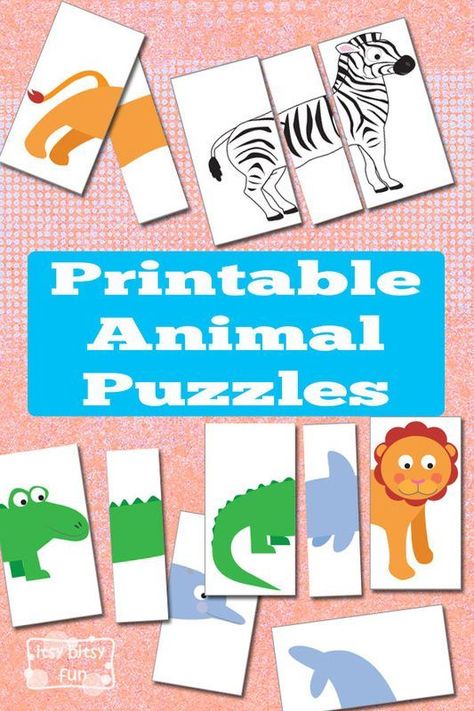 Printable Busy Bag - Animal Puzzles. Super cute DIY activity for kids. Animal lovers will enjoy this easy game idea. Animal Yoga, Animal Printables, Printable Animals, Animal Puzzle, Fun Printables, Animal Activities, Busy Bags, Aktivitas Montessori, Tot School