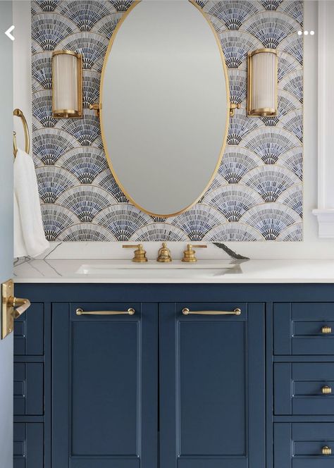 Navy Blue Bathrooms, Blue Bathroom Vanity, Blue Vanity, Bad Inspiration, Blue Cabinets, Sink Vanity, House Decorations, Bathroom Inspiration Decor, Home Decor Living Room