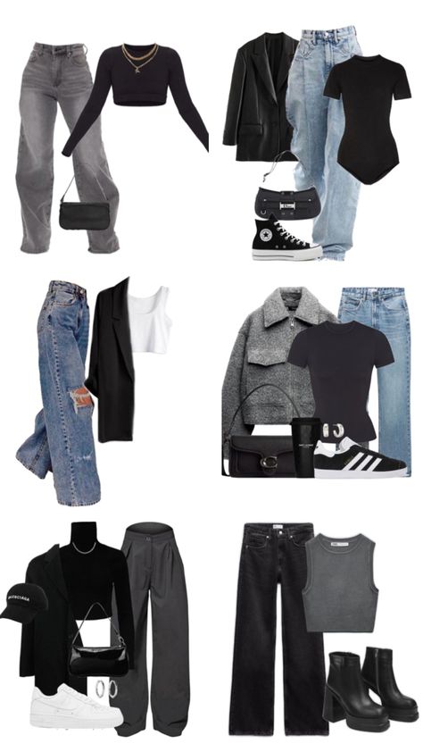 Jeans, black, grey baggy, Outfits Baggy Black Jeans Outfit, Black Baggy Jeans Outfit, Outfits For Autumn, Grey Jeans Outfit, Black Top Outfit, Black Baggy Jeans, Baggy Outfits, Baggy Jeans Outfit, Outfits Baggy