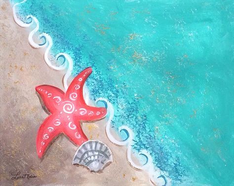 Beach Canvas Paintings, Summer Painting, Easy Canvas Painting, Heart Painting, Canvas Painting Diy, Tableau Art, Night Painting, Beach Scene, Beach Painting