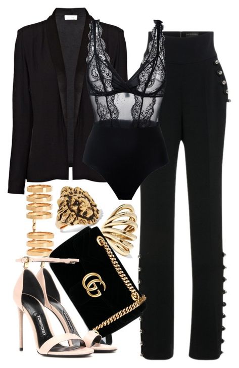 "Gucci x Tom Ford" by muddychip-797 ❤ liked on Polyvore featuring American Vintage, David Koma, La Perla, Repossi, Yves Saint Laurent, Lisa Eisner, Gucci, Tom Ford, saintlaurent and gucci Night Fashion, Black Clothes, Outfit Chic, Black Women Fashion, All Black Outfit, Looks Chic, Mode Inspiration, Look Fashion, Classy Outfits