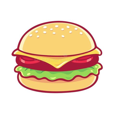 Cheeseburger Drawing, Burger Illustration, Double Cheeseburger, Cute Food Drawings, Menu Board, Cute Doodle Art, Food Drawing, 1st Boy Birthday, Cute Doodles