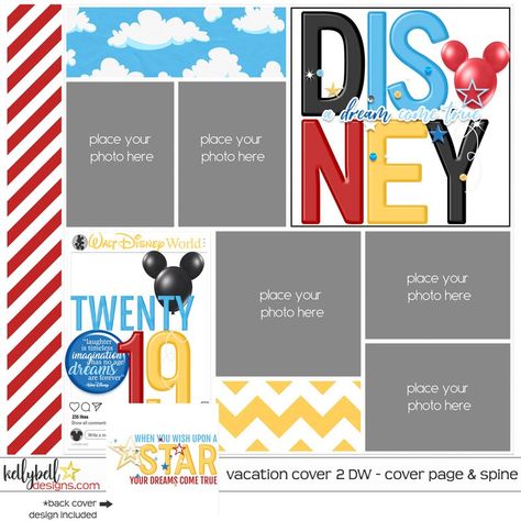 Magic Kingdom - Kellybell Designs Holiday Florida, Disneyland Scrapbook, Flight Movie, Photo Book Cover, Bridal Shower Scrapbook, Paper Bag Scrapbook, Back Cover Design, Unique Scrapbooks, Scrapbook Disney