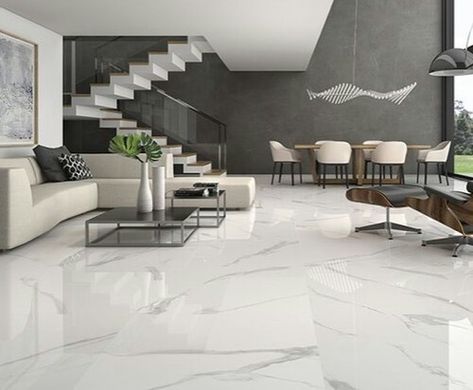 White Marble Flooring Design Living Room, White Marble Floor Living Room, Marble Floor Living Room, Small House Living Room, Marble Living Room, Tile Bedroom, Marble Flooring Design, Small House Living, White Marble Floor