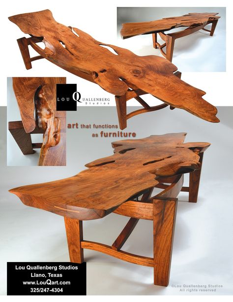 Sister Mesquite slab table by Lou Quallenberg Mesquite Wood Projects, Wood Slabs Tables, Mesquite Furniture, Square Root Table, Mesquite Coffee Table, Live Edge Cafe Taable, Woodworking Plans Shelves, Mesquite Wood, Twig Furniture