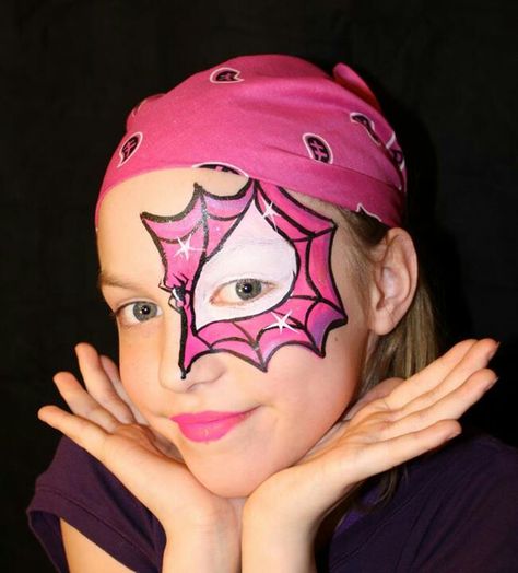 Spidergirl Face Paint (Spiderman change to red) Ghost Spider Face Paint, Spider Man Face Paint, Spider Face Painting, Facepaint, Clown Images, Spiderman Girl, Spiderman Face, Cheek Art, Girl Face Painting