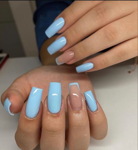 Baby Blue Acrylic Nails, Bright Summer Acrylic Nails, Ballerina Nails Designs, Blue Ballerina, Ballerina Nail, Nails Ballerina, Nails Pastel, Nails Autumn, Nail Gems