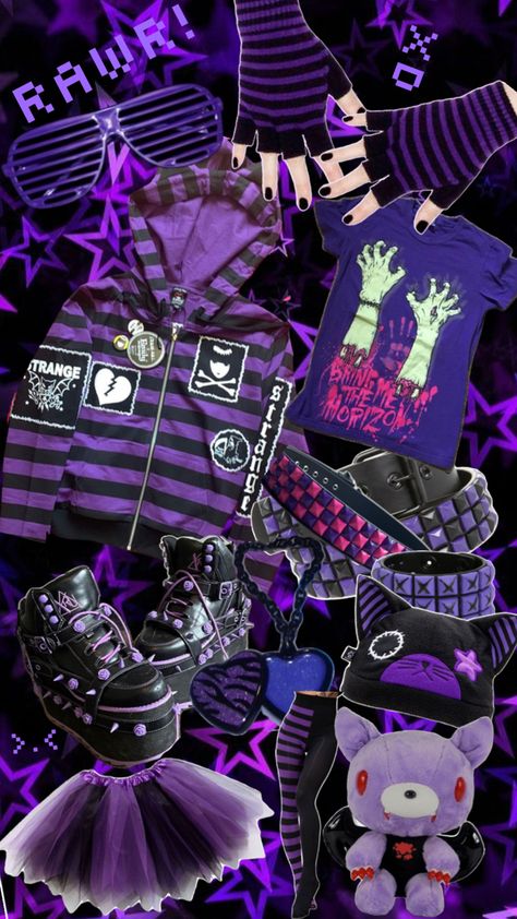 #scene #purple #alternative #fashion #scenekid Purple People Eater, Purple People, People Eater, Scene Outfits, Cute Emo, Scene Kids, Purple Outfits, Emo Outfits, Pierce The Veil