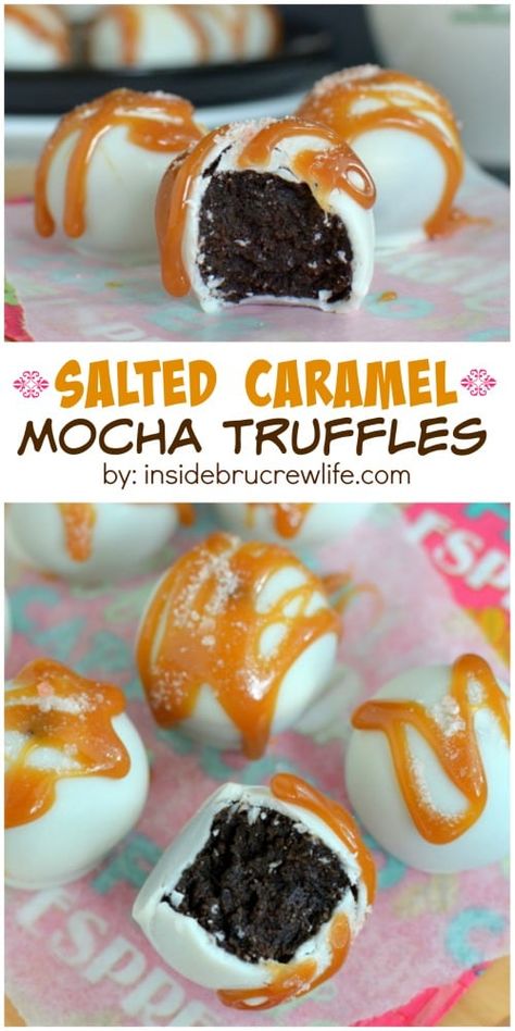 Truffle Dessert, Mocha Truffles, White Chocolate Caramel, No Bake Truffles, Bon Bons Recipe, Cookie Truffles, Salted Caramel Mocha, Mocha Cookies, Dessert Truffles