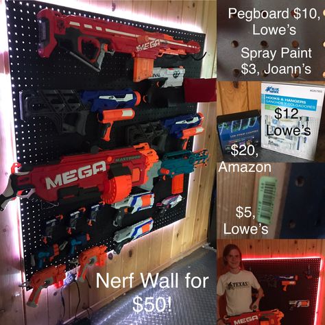 Pegboard Hardware, Paint Pegboard, Nerf Wall, Painted Pegboard, Peg Board Walls, Toy Room, Wood Boards, Stud Walls, Toy Rooms