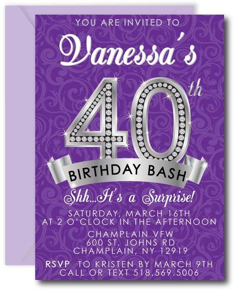 40th Birthday Invitation 40th Birthday Invites Surprise | Etsy 40th Birthday Invitation Wording, 40th Birthday Invites, 80 Th Birthday, 40th Birthday Party Invitations, 40th Birthday For Women, Wedding Invitation Text, Birthday Party Invitation Wording, Surprise 40th, Ideas For Birthday Party