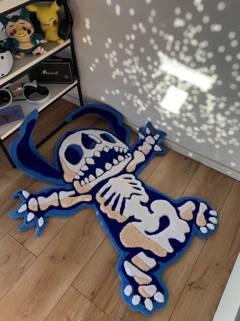 Skeleton Stitch, Blue Cartoon Character, Blue Cartoon, Funky Rugs, Carpets For Kids, Rug Art, Carpet Design, Kids Home, Cool Rugs