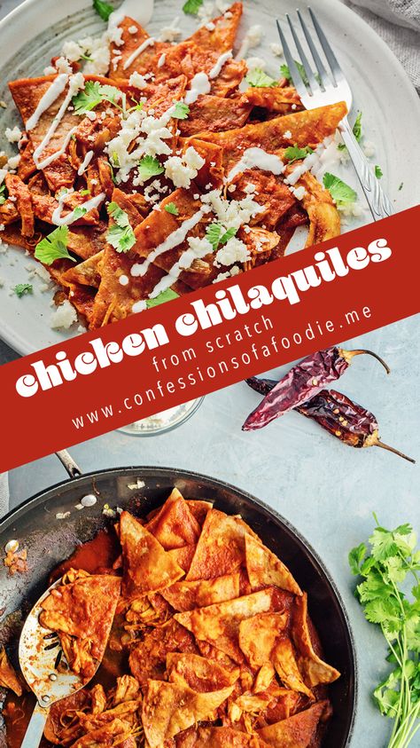 Chilaquiles With Chicken, Chicken Chiliquilles, Chicken Chiliquillas Recipe, Chicken Chilaquiles Recipe, Sauteed Chicken Recipes, Steam Chicken Recipe, Mexican Recipies, Chicken Chilaquiles, Pressure Cooker Recipes Chicken