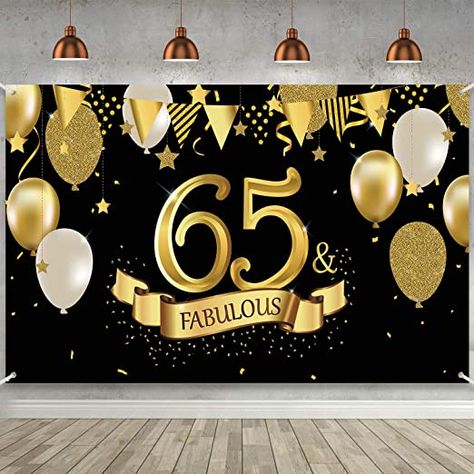 65th Birthday Black Gold Party Decoration, Large Fabric Black Gold Sign Poster for 65th Anniversary Backdrop Banner, 65th Birthday Party Supply Photo Booth Backdrop Background Banner 72.8 x 43.3 Inch 65th Birthday Decorations, 65 Birthday Decorations, 65th Birthday Party, 65th Birthday Invitations, 65 Birthday, Black And Gold Party Decorations, Happy 65 Birthday, Birthday Party Images, 65th Anniversary