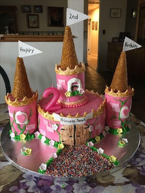 For my Granddaughter's 2nd Birthday Castle Birthday Cakes, 3 Cake, Cake Kids, 3rd Birthday Cakes, Castle Cake, Diy Cake, Third Birthday, 4th Birthday Parties, Birthday Cake Kids