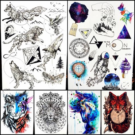 Black Planet, Hand Finger, Tattoo Transfers, Unicorn Horse, 3d Star, Temporary Tattoo Designs, Cartoon Tattoos, Geometric Flower, Temporary Tattoo Stickers