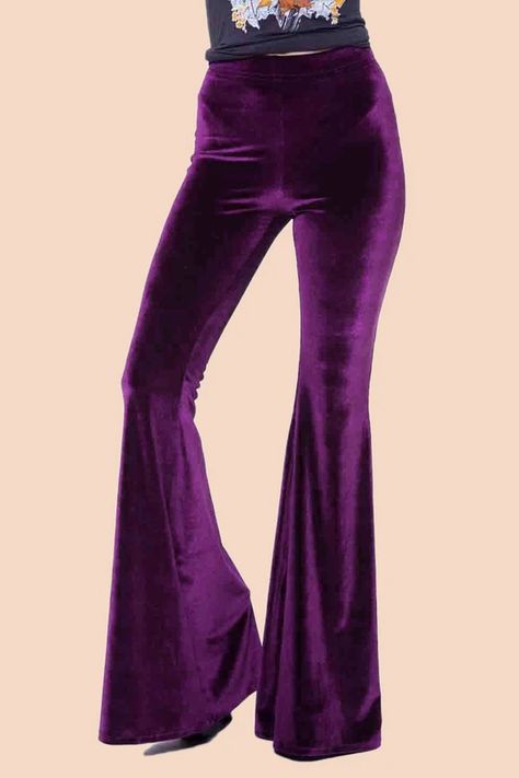 Purple Bell Bottoms, Miracle Eye, Plum Velvet, Post Pregnancy Fashion, Harry Styles Concert, Velvet Fashion, Bell Bottom Pants, Bell Bottom, Handmade Clothes