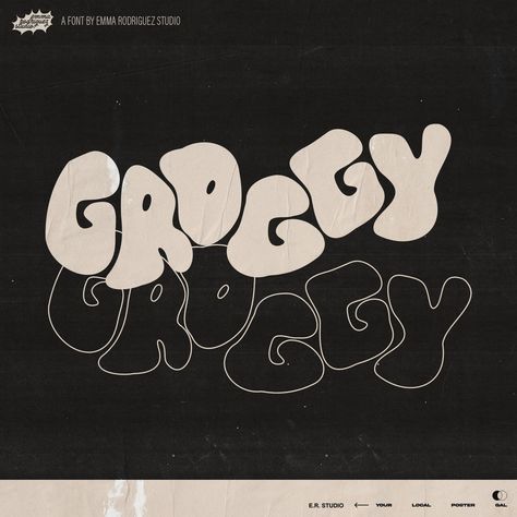 Groggy is a hand-drawn bubble font with a Y2K aesthetic. It's perfect for adding a playful, retro touch to your#bubblefont #funwithfonts #creativelettering #typographylove #fontobsessed Grunge Branding, Bubbly Graffiti, Street Logo Design, Bubble Typography, Bubble Fonts Alphabet Graffiti, Soft Fonts, Alternative Fonts, Creepy Fonts, Thick Fonts