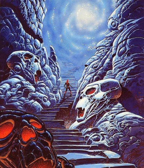 Vintage Sci-fi Art on Instagram: “Stairway to hell. Visit: @newretronet  Artist: Philippe Caza  Hashtags: #scifi #vintagescifi #scifiart #scifiworld #fantasyart #70s #80s…” 70s Sci Fi Art, Scifi Fantasy Art, Heroic Fantasy, Retro Horror, Cosmic Horror, Bd Comics, Pulp Art, Science Fiction Art, Arte Fantasy