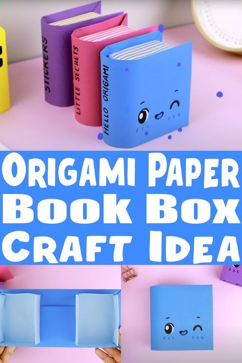 Origami Paper Book Box Idea Cute Facial Expressions, Origami Box Easy, Diy Honeycomb, Origami Book, Create A Book Cover, Box Tutorial, How To Make Origami, Book Origami, Easy Origami