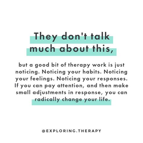 Dr.Therese | Online Therapist on Instagram: “Therapist truth: Paying attention... to yourself, your patterns, and your environment, is half the work.⠀⠀⠀⠀⠀⠀⠀⠀⠀ ⠀⠀⠀⠀⠀⠀⠀⠀⠀ If you feel…” Things To Discuss With Therapist, Talk Therapy Quotes, Therapist Memes Truths, Being A Therapist Quotes, Clinical Therapist Aesthetic, My Therapist Says Quotes, What Is Therapy, Therapy Quotes Funny, Funny Therapist Quotes