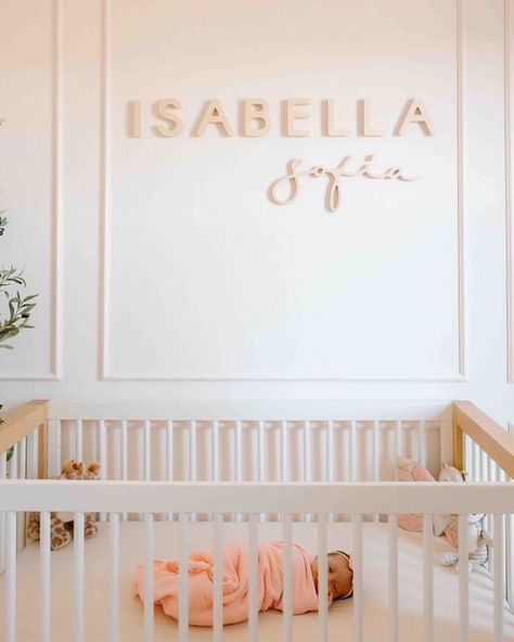 There’s a reason our nursery sign and script combo in Maple is our most popular! This timeless piece brings warmth and charm to any nursery. Imagine your little one’s name beautifully crafted in solid wood, adding that personal touch to their space. Ready to make your nursery vision come to life? Tap to order yours today and let me know—what name will you choose to display in your nursery? Nursery Design by @cmsf94 Newborn Photography by @adelaidechantilly Sign Featured: Nursery Name ... Name Wall Nursery, Baby Girl Nursery Name Sign, Nursery Ideas Sunshine, Princess Nursery Theme, Modern Nursery Design, Nursery Design Board, Baby Building Blocks, Baby Name Blocks, Dreamy Nursery