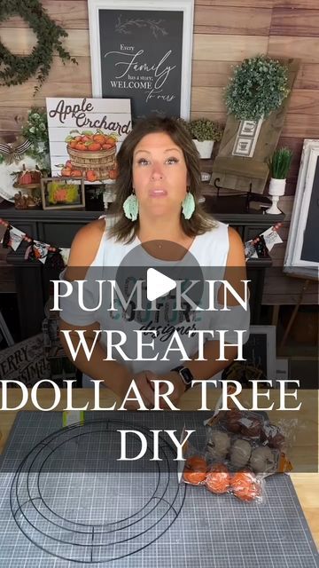 Creative Sarah at Home on Instagram: "Dollar Tree DIY - clip-on Pumpkin Wreath #dollarstorediy #pumpkindiy #falldiy #dollartreediy #dollartreecrafts" Diy Fall Hanging Decor, Fall Door Reef Ideas, Harvest Diy Crafts, Dollar Tree Diy Thanksgiving Crafts, Diy Fall Reef, Fall Wreath Diy Dollar Tree, Dallor Tree Diy Craft Ideas Fall, Harvest Wreath Ideas, Dollar Tree Fall Wreath Ideas