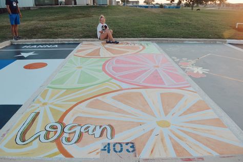 Volleyball Senior Parking Spots, Orange Senior Parking Spot, Senior Parking Spot Girly, Senior Parking Spots Flowers, Cute Senior Parking Spot Ideas Pink, Creative Parking Spot Painting, Disney Parking Spot, Senior Painted Parking Spots, Aesthetic Senior Parking Spot