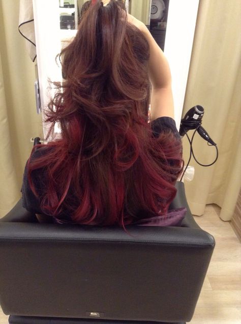 Same as previous red under brown Underlayer Hair Color, Under Hair Dye, Red Hair Tips, Underdye Hair, Hair Color Red, Red Shadow, Colored Weave, Red Hair Inspo, Dyed Red Hair