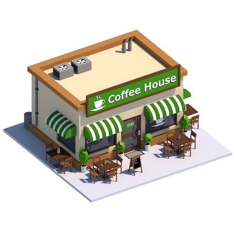 Idle Game, Rumah Minecraft, Building Model, 3d House, Isometric Art, Isometric Design, Isometric Illustration, Low Poly Art, Low Poly Models