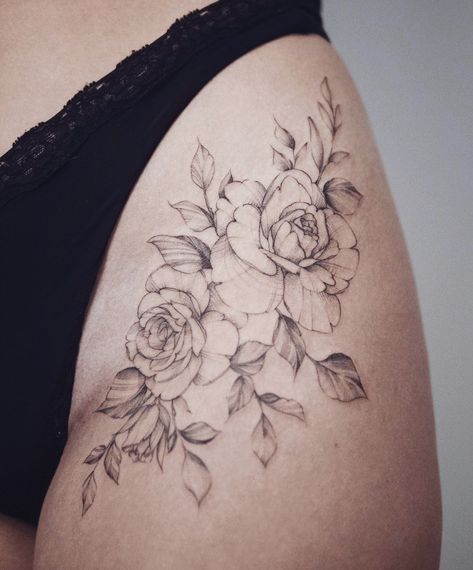 Seventh Day on Instagram: “Flowers on the hip by @tattooing.by.mars” Hips Tattoo, Rose Tattoo On Hip, Floral Hip Tattoo, White Flower Tattoos, Flower Hip Tattoos, Hip Tattoo Designs, Rose Tattoo Thigh, Floral Thigh Tattoos, Flower Thigh Tattoos