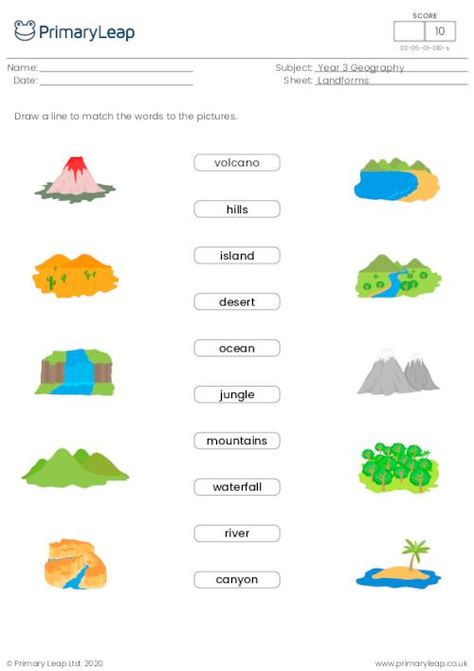 Landform Worksheet, Landforms Worksheet, Geography Vocabulary, Color Worksheets For Preschool, Geography Worksheets, Worksheets For Grade 3, Geography For Kids, Geography Activities, 1 Worksheet