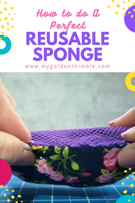 Washable Reusable Sponge Diy, Reusable Sponge Diy, Sew Kitchen Projects, Grandmas Dishcloth, Sewing Kitchen Projects, Diy Sponges, Family Cloth, Reusable Sponge, Kitchen Sewing