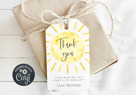 Watercolor Candles, Printable Tags Template, Sun Birthday, Baby Bash, Editable Gift Tags, First Trip Around The Sun, Easy Apps, Sunshine Birthday, Favour Tags Template