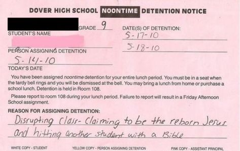 Hilarious detention slips Funny Detention Slips, Detention Slip, Unexpected Friendship, Straight Face, Entertainment News Celebrities, Epic Story, Class Of 2020, So Funny, Telling Stories