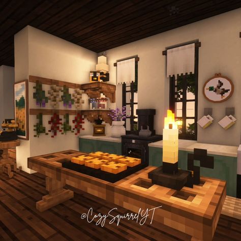 Farmhouse Kitchen ☕️ MayCraft - Day 8 Texture - Mizuno's 16 Craft Shader - Complementary Resources - Ghoulcraft, Mizunos16 CIT, Hananacraft, Antique Tea Party, Kaydicraft #yumimigaming #mcmaycraft #minecraft #cottagecore #rain #cottagecoreminecraft #minecraftcottagecore #aesthetic #aestheticminecraft #minecraftmods #minecraftbuilding #minecraftbuildingideas #minecraftgarden #minecraftfarm #farmhouse #farmhouse kitchen #kitchen #minecraftkitchen #mizunos16craft #fyp #slowliving #minecraft... Cottagecore Rain, Wood Burning Furnace, Minecraft Cottagecore, Minecraft Kitchens, Minecraft Garden, Cottagecore Minecraft, Minecraft Java, Kitchen Built In, May Crafts