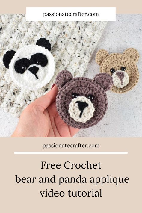 Crochet Panda Bear Applique Free Pattern, Crochet Panda Granny Square, Crochet Panda Applique, Panda Crochet Blanket, Crochet Panda Applique Free Pattern, Crochet Applique Patterns Free Animal Granny Squares, Panda Applique Pattern, Panda Granny Square, Crochet Animal Faces