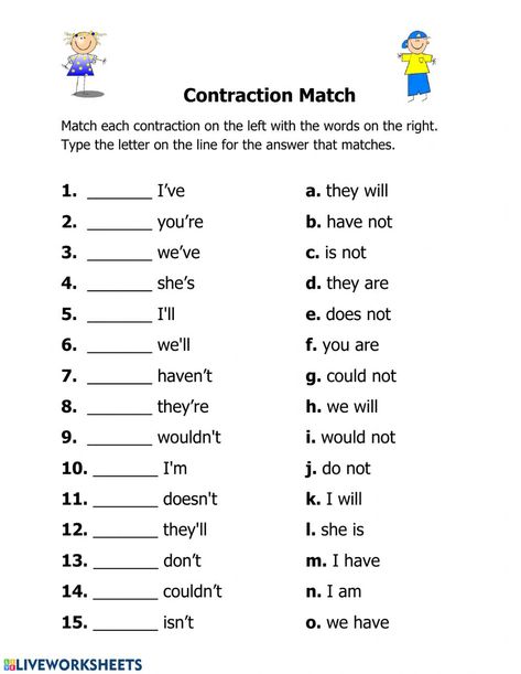 Contractions Worksheet 3rd Grade, 2nd Grade Contractions, Contraction Words Worksheets, Contraction Worksheet 3rd Grade, Grade 3 Grammar Worksheets, Contractions Worksheets 1st Grade, Contractions Worksheets 2nd Grade, Contraction Words, Teaching Contractions