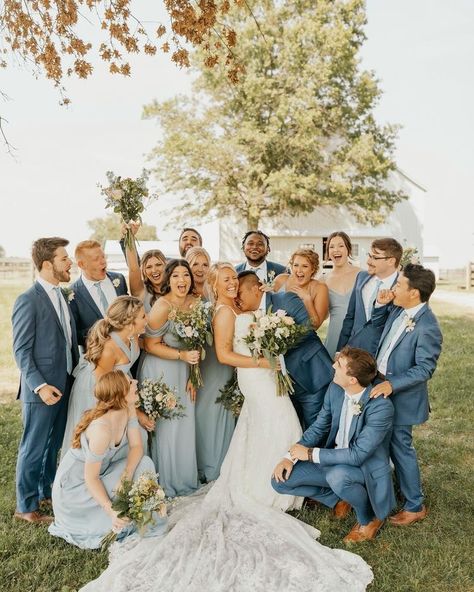 Birdy Grey Dusty Blue, Bridesmaid Dresses Blue, Blue Groomsmen Suits, Blue Groomsmen, Light Blue Bridesmaid Dresses, Dusty Blue Bridesmaid, Light Blue Bridesmaid, Tan Wedding, Blue Suit Wedding