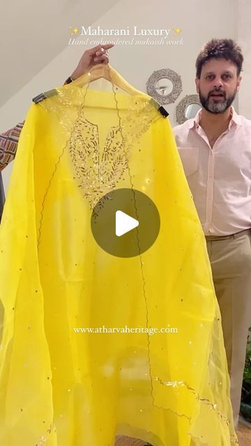 Atharva Heritage by Sahila Suhel on Instagram: "~Maharani Luxury~ 
Step into a fairytale with this exquisite pure silk organza kurta and dupatta,✨delicately embellished with hand-embroidered mukaish work, will make you feel like royalty. Now presenting in yellow color💛
•
•
Discover our collection on www.atharvaheritage.com
•
Connect with us on +91 9876089527 or DM to place your orders! 📦✨
•
•
•
{  pure silk , pure silk organza , silk organza ,limited edition,Indian wear, ethnic wear, for women with curves, plus size fashion, comfy style, soft and breathable, natural fibers, made in India.}
•
•
#organzasuit #mukaish
#silkorganza #organzadream #organzacollection#luxurystyle #haldispecial#yellowsuits#bangalorefashion#mumbaifashion#keralafashion##tamilnadufashion" Plus Size Ethnic Wear Indian, Plus Size Ethnic Wear, Plus Size Fashion For Women Indian, Organza Kurta, Kurta And Dupatta, Mukaish Work, Organza Suits, Ethnic Wear For Women, Silk Organza