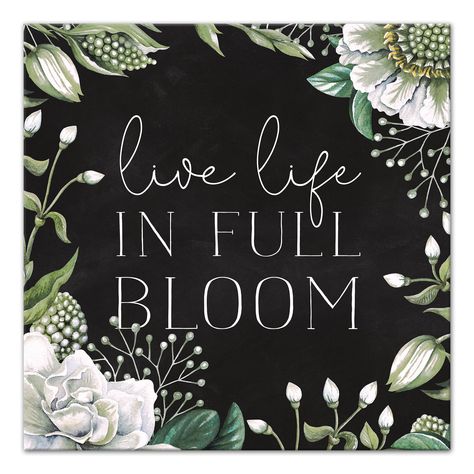 "Find the Live Life in Full Bloom Canvas Art at Michaels. Give your décor an uplifting transformation with this beautifully crafted Live Life in Full Bloom canvas art. The unique image features the quote framed by a garland of blossomed flowers and is the perfect accent piece for your home this Easter season. Give your décor an uplifting transformation with this beautifully crafted Live Life in Full Bloom canvas art. The unique image features the quote framed by a garland of blossomed flowers an Blackboard Ideas, Chalkboard Flowers, Spring Chalkboard, Chalkboard Art Quotes, Chalkboard Wall Art, Live Life In Full Bloom, Blackboard Art, Spring Wall Decor, Chalk Wall