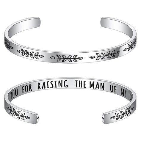 PRICES MAY VARY. GIFTS FOR MOTHER OF THE GROOM: “Thank you for raising the man of my dreams” bracelet with engraving love message, make the perfect gifts for mother in law from bride on weeding day. MOTHER IN LAW GIFTS: Cuff bangle comes in gift box, dainty but sweet gifts in simple way of showing appreciation for mother-in-law. Engagement wedding gifts, mothers day gifts for mother of the groom. SIZE: Cuff bangle bracelet measurement, W/0.24", L/6.3" , inner D/2.56". Pull or press flexible open Sister Bracelet, Cuff Bracelet, Best Friend, Cuff, Stainless Steel, Bracelet, Birthday, Christmas, Gifts