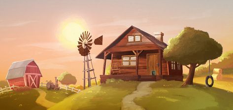 Chicken Run Movie, Digital Art Portfolio, Farm Cartoon, Props Art, Farm Art, Farm Scene, Game Themes, Animation Background, Visual Development