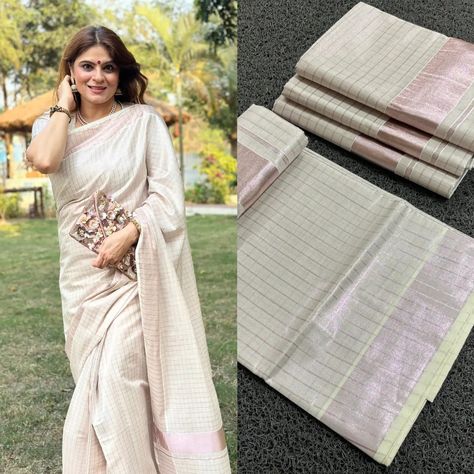 ***ROSE GOLD TISSUE CHECKED SAREE CODE: HPOO1508 **Humble Pleats offers ALL INDIA FREE SHIPPING **Accepts online payments. Do not offer exchanges, cash on delivery, or returns - except for damaged products. In the case of a damaged product, it must be in its original condition in order to be eligible for a return.***Light smudges, mild colour difference,small thread pulls will not be considered as defect.***Colour may slightly vary due to settings of devices used for photography **Unboxin... Checked Saree, Simple Lehenga, Checks Saree, Set Saree, Gold Set, Cash On Delivery, Online Payment, Lehenga, Thread