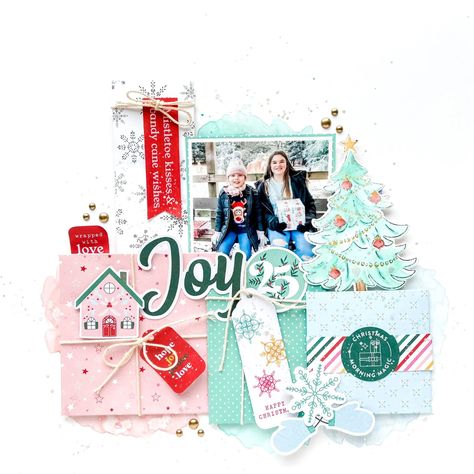 Christmas Scrapbook Layouts, Christmas Scrapbooking, Hip Kit Club, Christmas Layouts, Tree Stamp, Color Kit, Christmas Scrapbook, Jingle All The Way, Holiday Colors