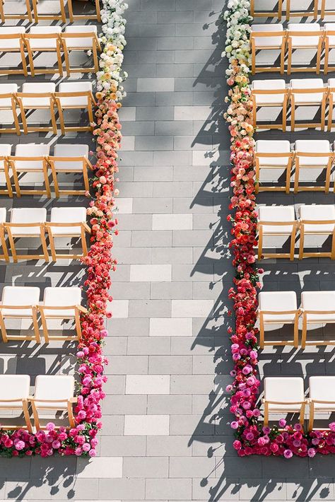 ombre wedding ceremony aisle Summer Wedding Trends, Wedding Ceremony Aisle, Ceremony Aisle, Top Wedding Trends, Wedding Planning Business, Ombre Wedding, Aisle Flowers, Wedding Event Design, Neutral Wedding